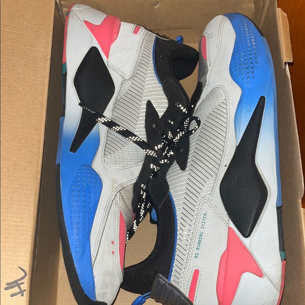 Puma Boys Athletic Sneakers - White, Blue & Pink
